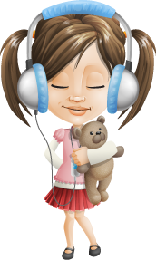 Little Girl Sleep Learning Chinese With Headphones Teddy Bear